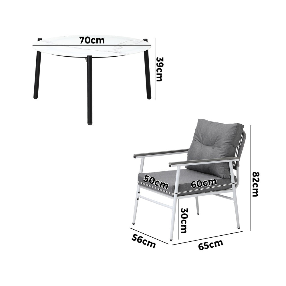 Livsip Outdoor Patio Set 5PC Bistro Lounge Set 70cm White Table-Outdoor Patio Set-PEROZ Accessories