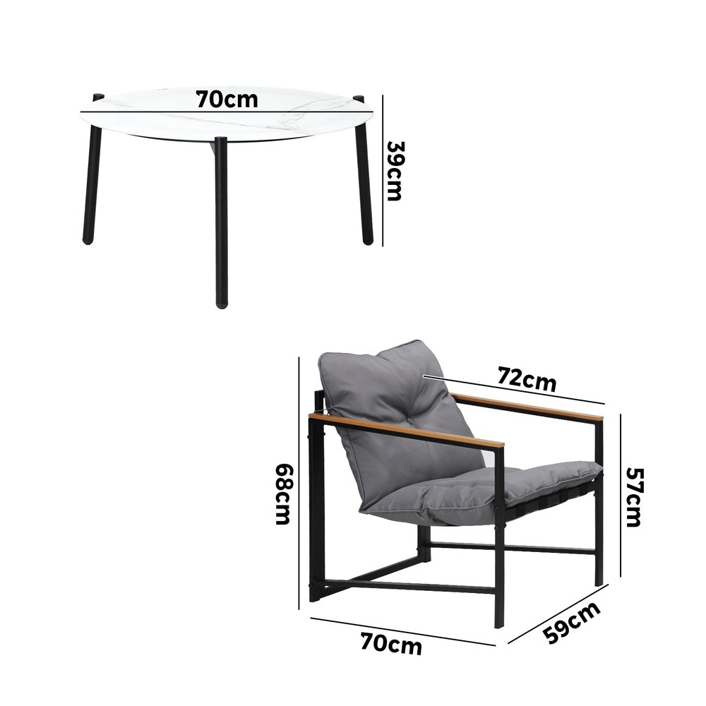 Livsip 4 Seater Outdoor Patio Set 70CM Round White Marble Table-Outdoor Patio Set-PEROZ Accessories