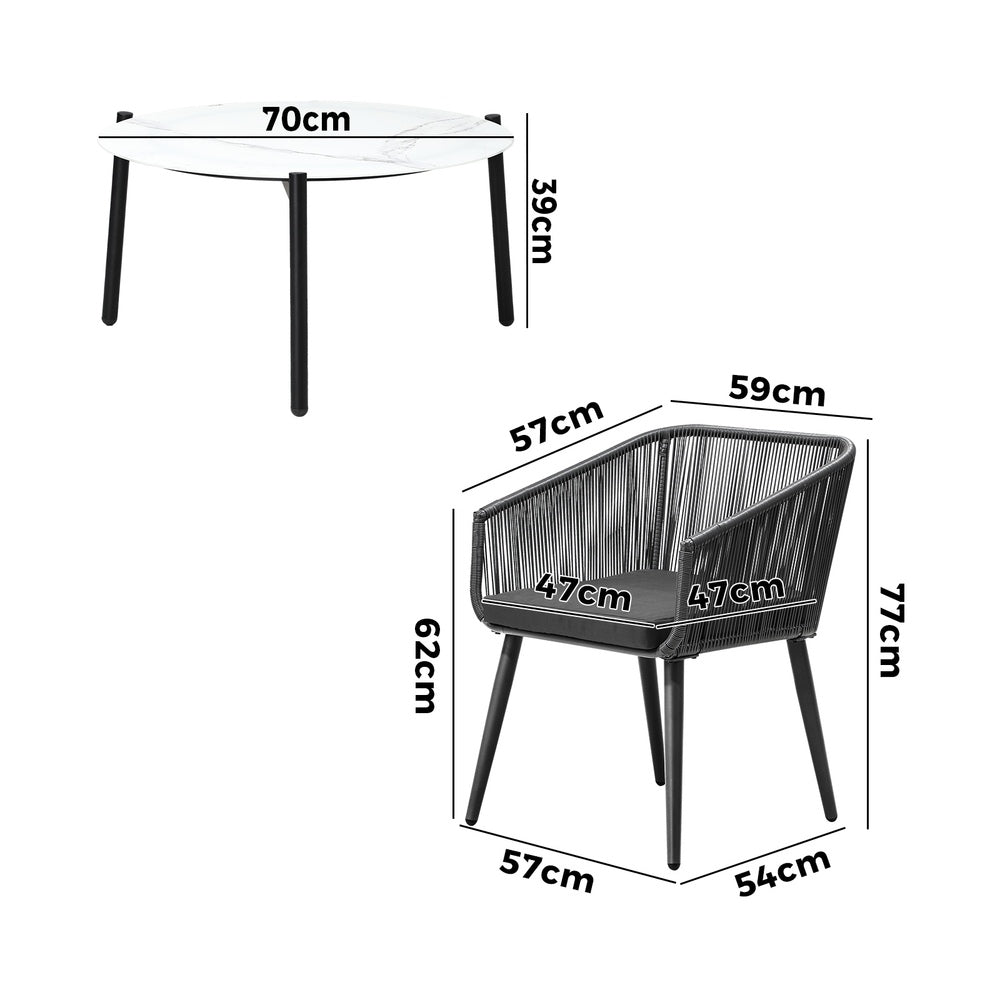 Livsip Outdoor Lounge Setting Furniture 3 Piece Patio Set-Outdoor Patio Set-PEROZ Accessories