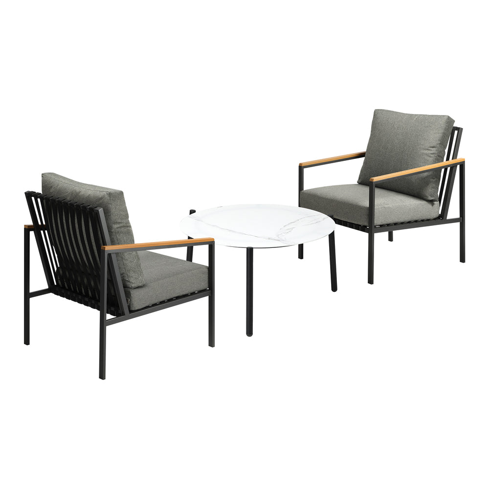 Livsip 3PC Outdoor Patio Set White 70cm Coffee Table Sofa Chair-Outdoor Patio Set-PEROZ Accessories