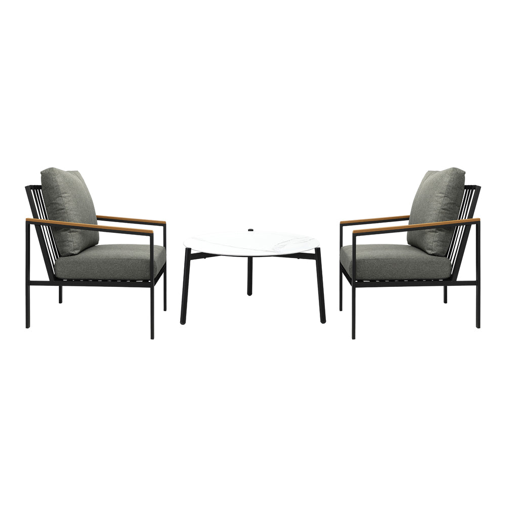Livsip 3PC Outdoor Patio Set White 70cm Coffee Table Sofa Chair-Outdoor Patio Set-PEROZ Accessories
