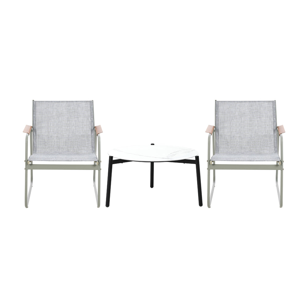 Livsip 3PCS Outdoor Bistro Set Patio Chair 70cm White Table Textilene-Outdoor Patio Set-PEROZ Accessories