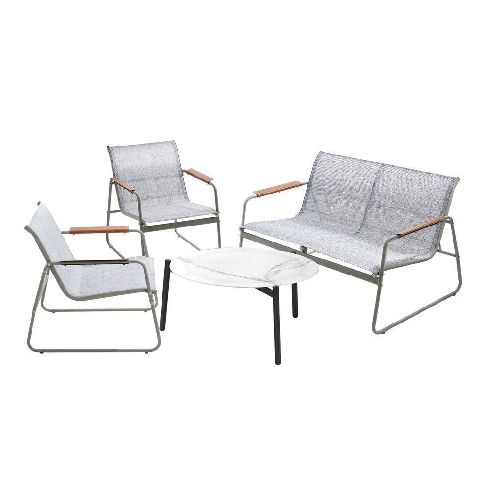 Livsip Outdoor Lounge Set 4 Seater Patio Chairs 70cm White Table-Outdoor Patio Set-PEROZ Accessories