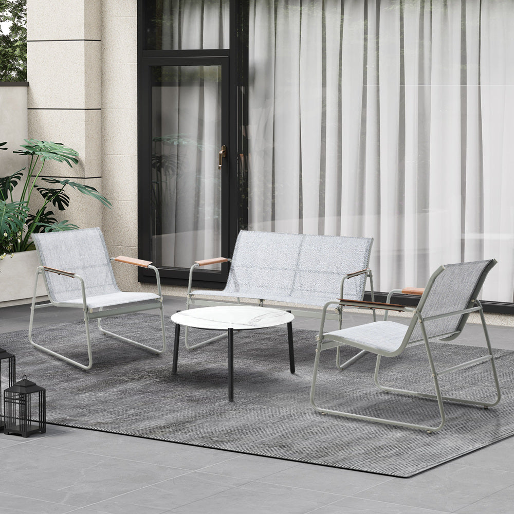 Livsip Outdoor Lounge Set 4 Seater Patio Chairs 70cm White Table-Outdoor Patio Set-PEROZ Accessories