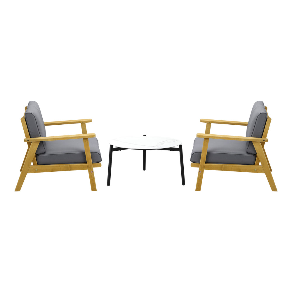 Livsip 2 Seater Outdoor Lounge Set 70cm White Coffee Side Table-Outdoor Patio Set-PEROZ Accessories