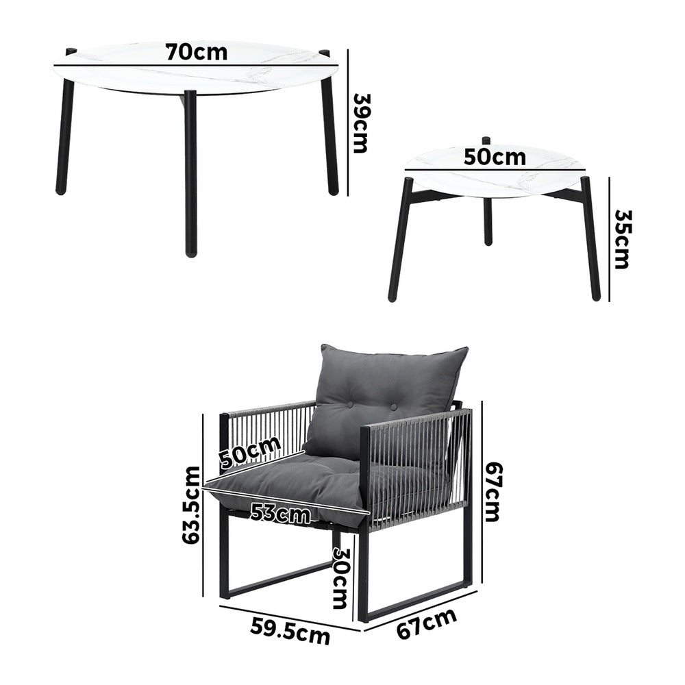 Livsip 6PCS Outdoor Patio Set White Coffee Table Set Lounge Chairs-Outdoor Patio Set-PEROZ Accessories
