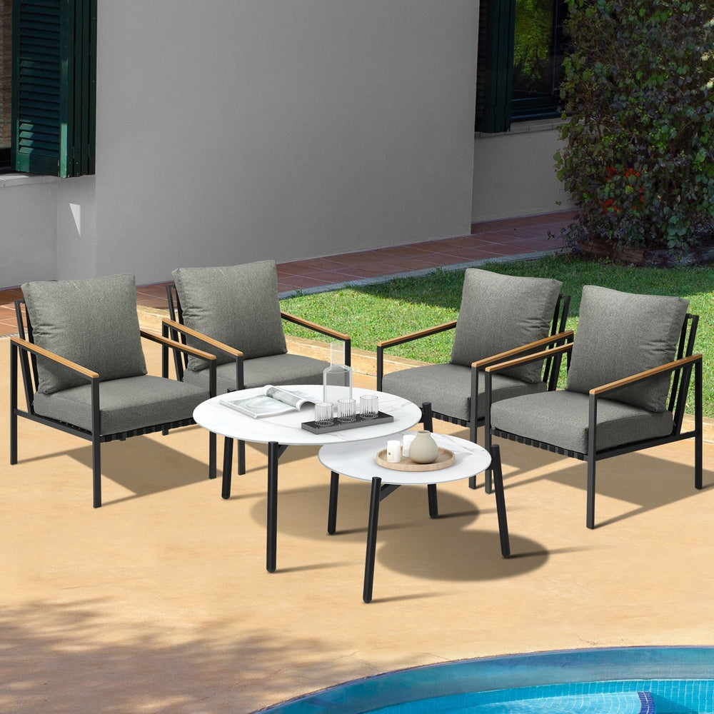 Livsip Outdoor Patio Lounge Set White 50/70cm Coffee Table Set Chairs-Outdoor Patio Set-PEROZ Accessories