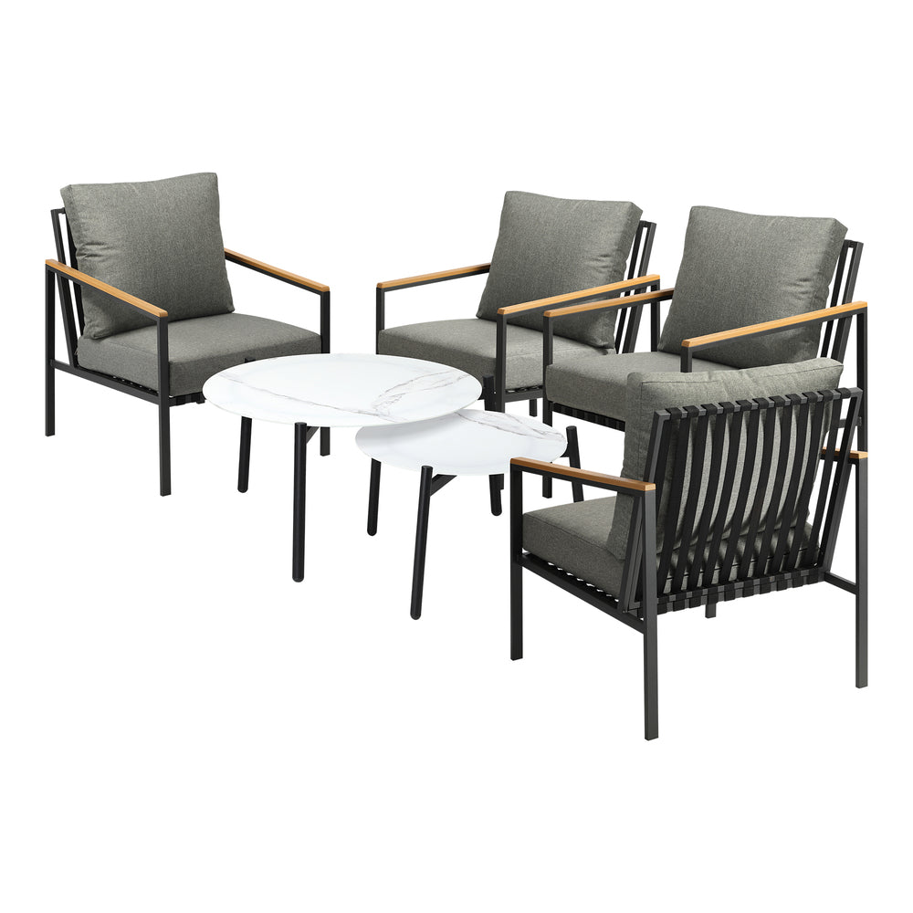 Livsip Outdoor Patio Lounge Set White 50/70cm Coffee Table Set Chairs-Outdoor Patio Set-PEROZ Accessories