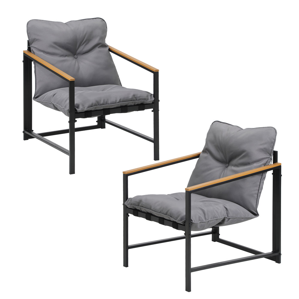 Livsip 2 Piece Outdoor Armchair Lounge Sofa Black-Outdoor Patio Set-PEROZ Accessories