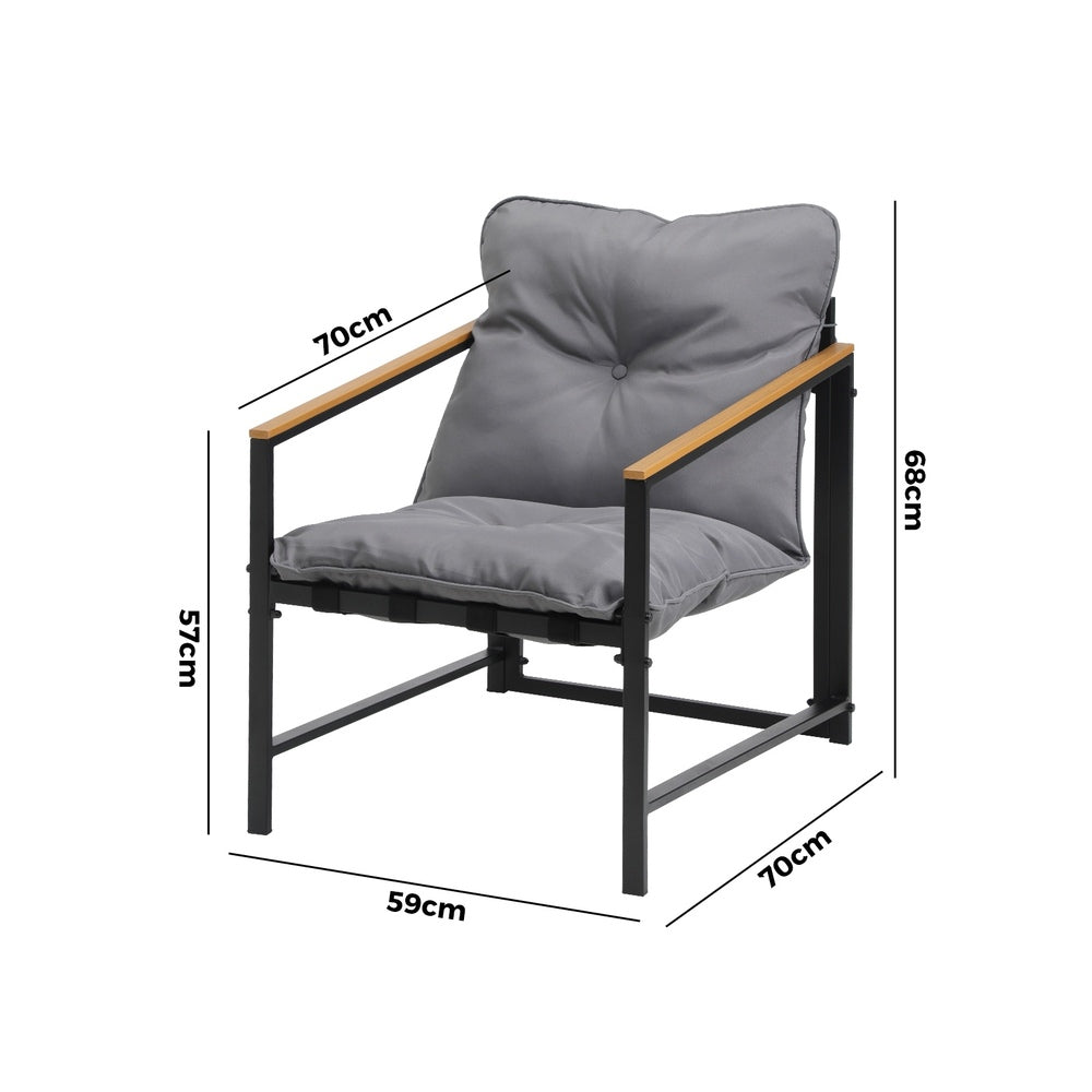 Livsip 2 Piece Outdoor Armchair Lounge Sofa Black-Outdoor Patio Set-PEROZ Accessories