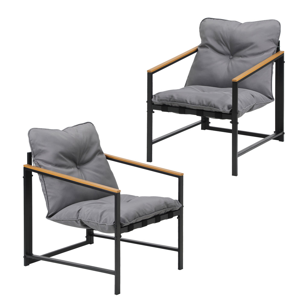 Livsip 2 Piece Outdoor Armchair Lounge Sofa Black-Outdoor Patio Set-PEROZ Accessories