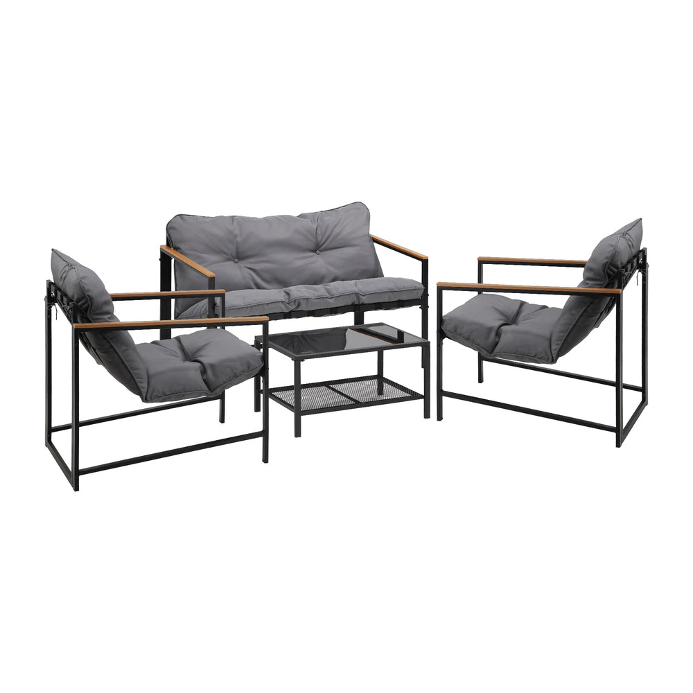 Livsip 4 Seater Outdoor Lounge Sofa Set Patio Chairs Table-Outdoor Patio Set-PEROZ Accessories