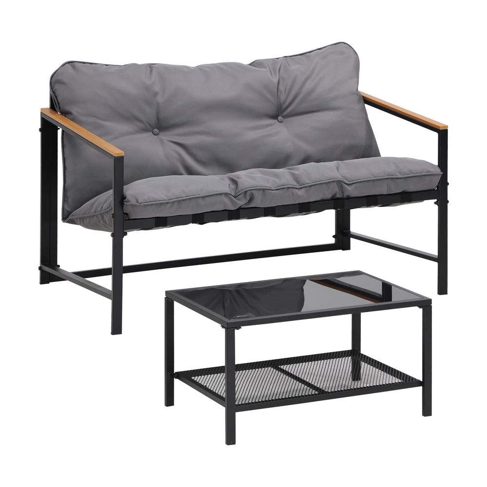 Livsip 2 Piece Outdoor Patio Set Garden Lounge Setting-Outdoor Patio Set-PEROZ Accessories