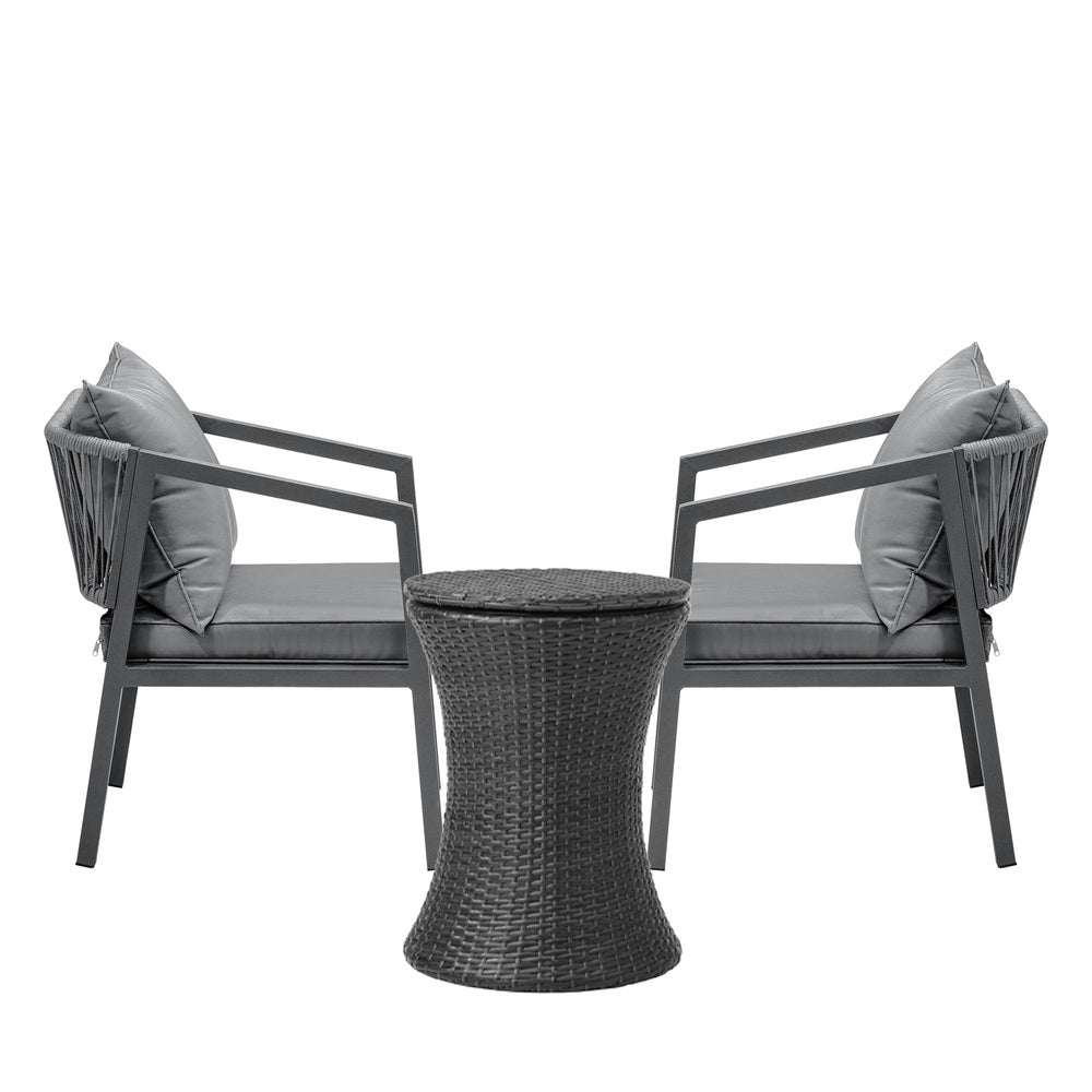 Livsip Outdoor Patio Set Ice Bucket Black Table Bistro Setting 3pcs-Outdoor Patio Set-PEROZ Accessories