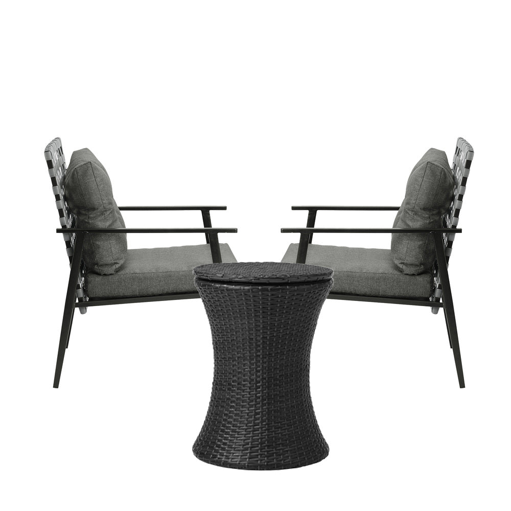 Livsip Outdoor Furniture Setting Ice Bucket Black Table 2 Seater-Outdoor Patio Set-PEROZ Accessories