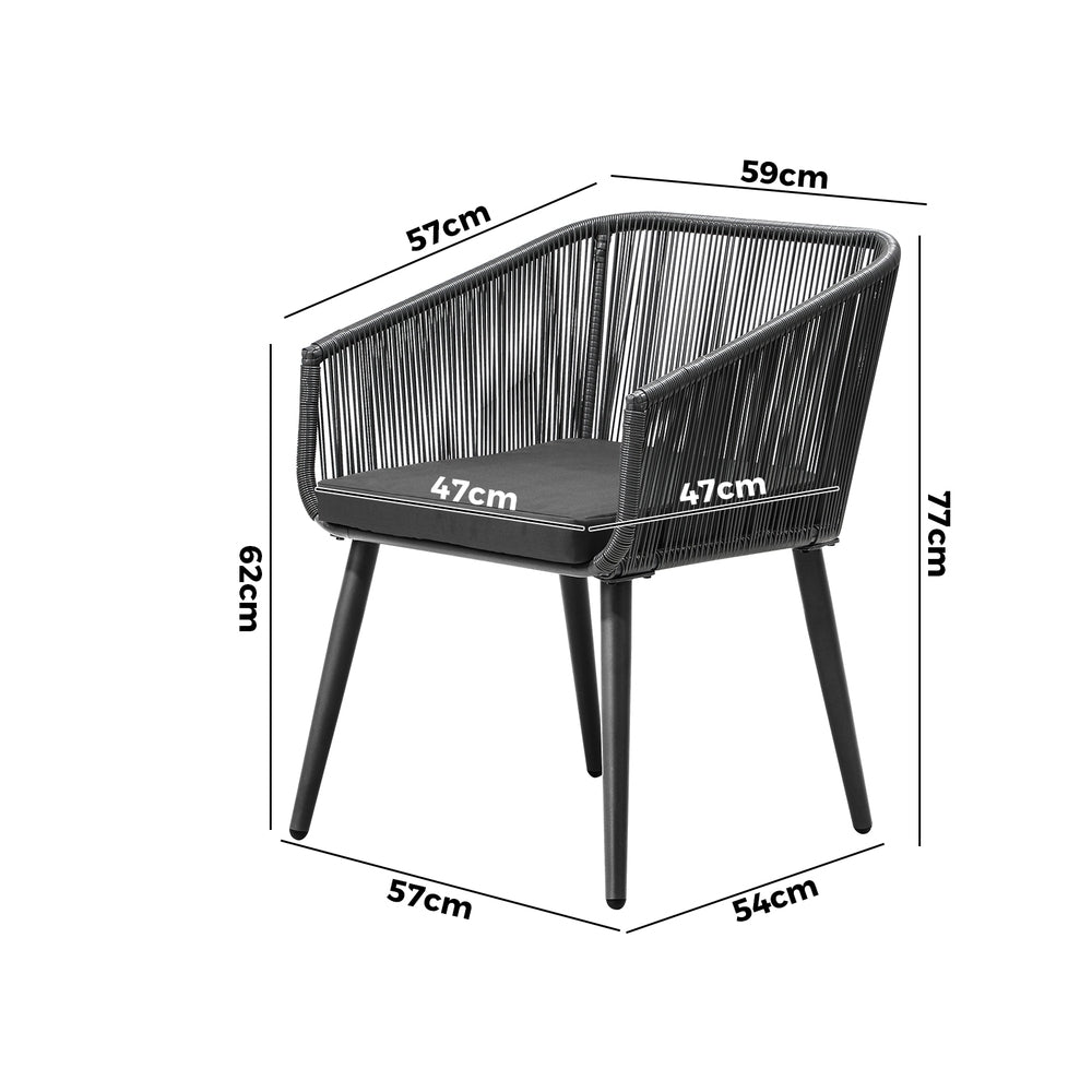 Livsip Outdoor Furniture Lounge Setting Chairs Set of 2 Bistro Patio Garden Set-Outdoor Patio Sets-PEROZ Accessories