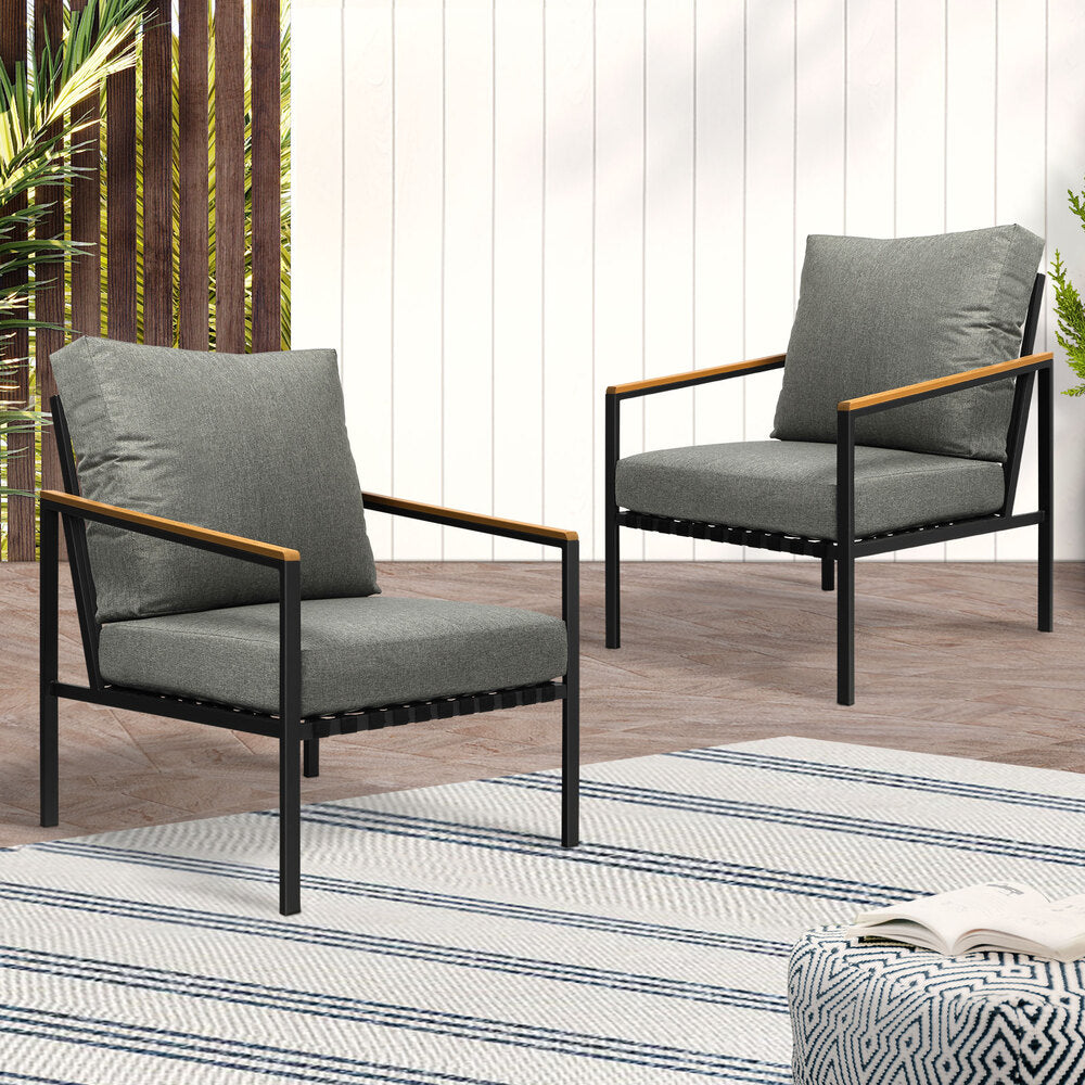 Livsip Outdoor Lounge Dining Chairs Patio Furniture Lounge Setting Set of 2-Outdoor Patio Sets-PEROZ Accessories
