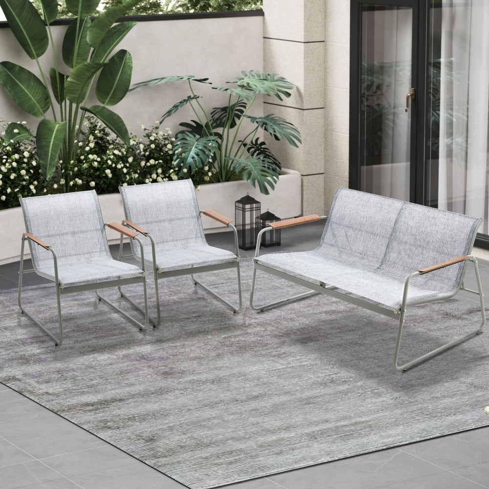 Livsip 4 Seater Outdoor Lounge Patio Set Bench Textilene Sofa-Outdoor Patio Set-PEROZ Accessories