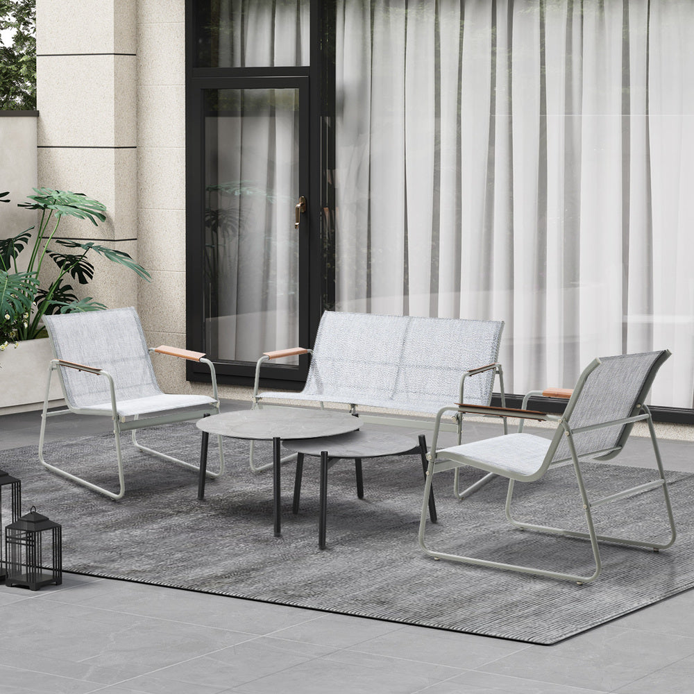 Livsip 4 Seater Outdoor Lounge Set Patio Set Grey Table-Outdoor Patio Set-PEROZ Accessories