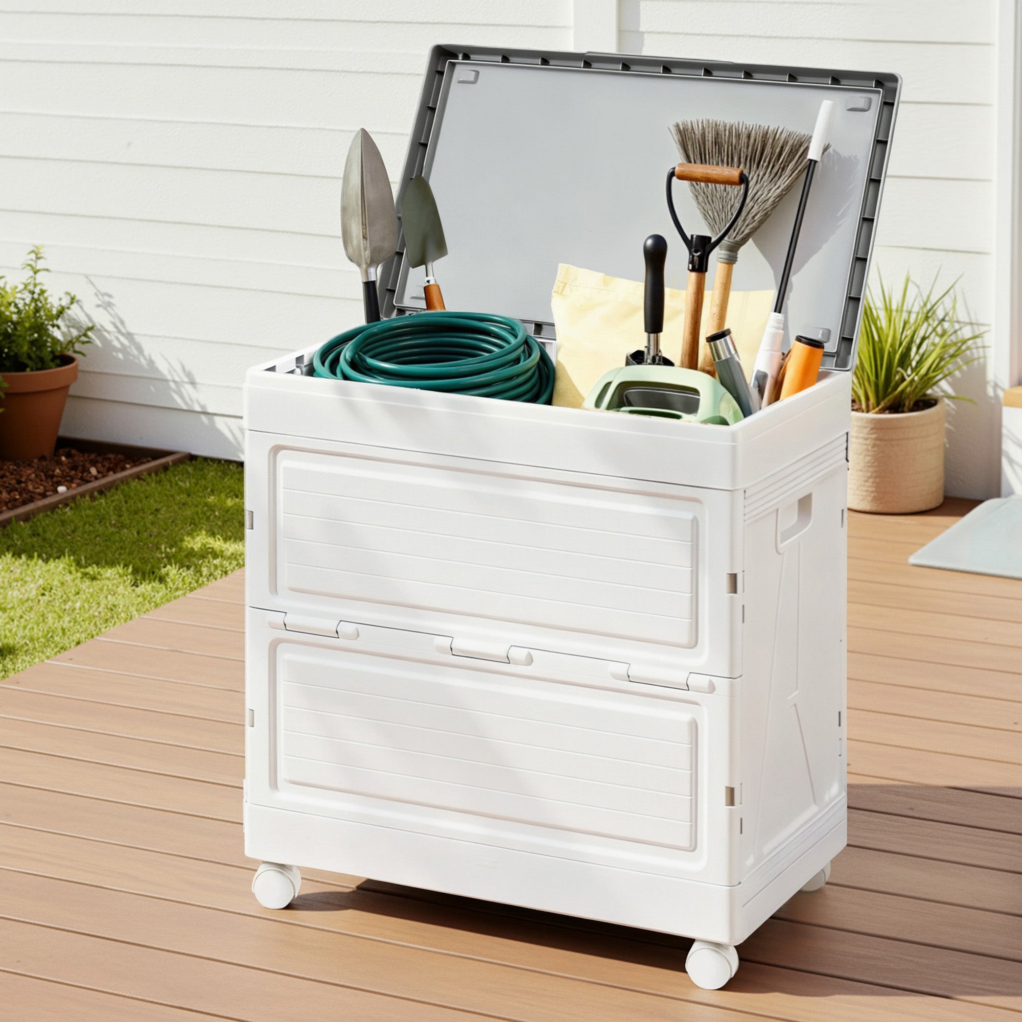 Gardeon 159L Outdoor Storage Box Stackable Cupboard Camping Organizer Wheels-Home & Garden > Storage > Storage Boxes-PEROZ Accessories