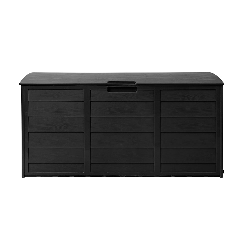 Gardeon Outdoor Storage Box 290L Lockable Organiser Garden Deck Shed All Black-Outdoor Storage Boxes-PEROZ Accessories