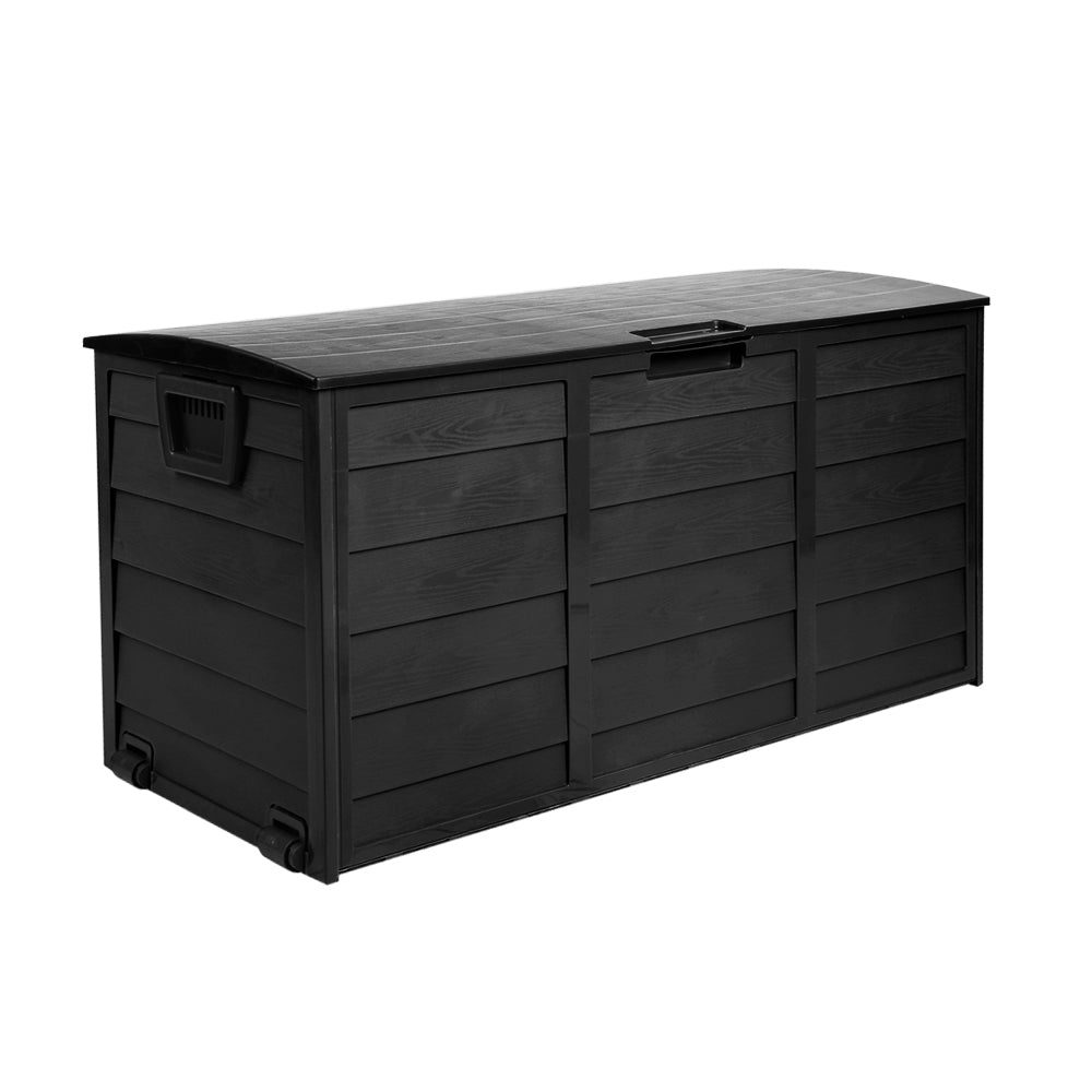 Gardeon Outdoor Storage Box 290L Lockable Organiser Garden Deck Shed All Black-Outdoor Storage Boxes-PEROZ Accessories