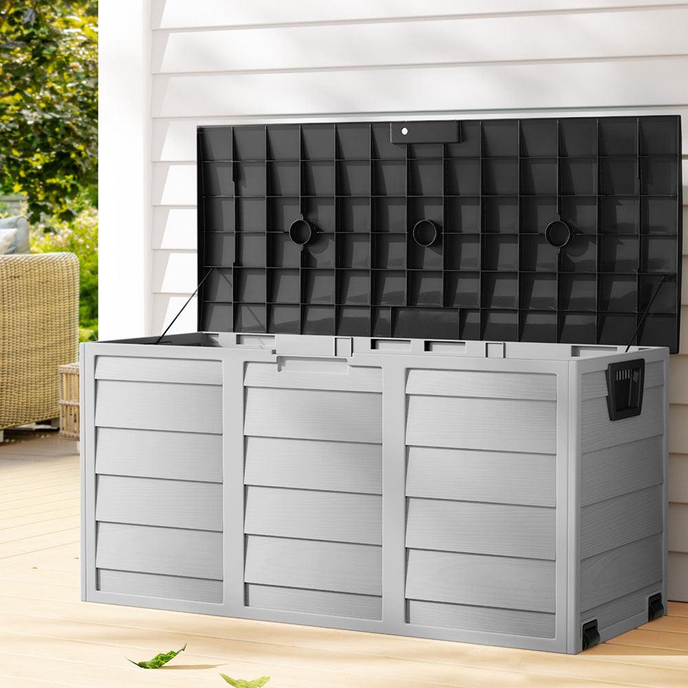 Gardeon Outdoor Storage Box 290L Lockable Organiser Garden Deck Shed Tool Black-Outdoor Storage Boxes-PEROZ Accessories