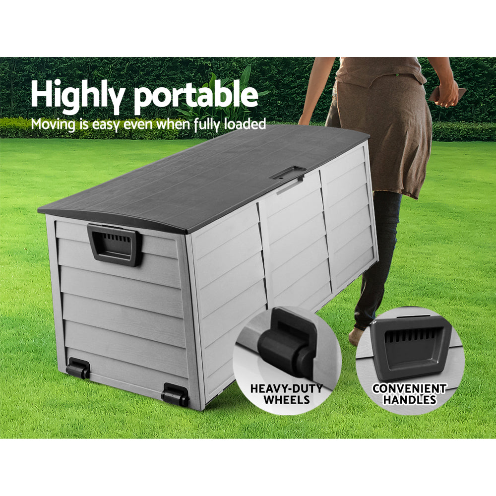 Gardeon Outdoor Storage Box 290L Lockable Organiser Garden Deck Shed Tool Black-Outdoor Storage Boxes-PEROZ Accessories