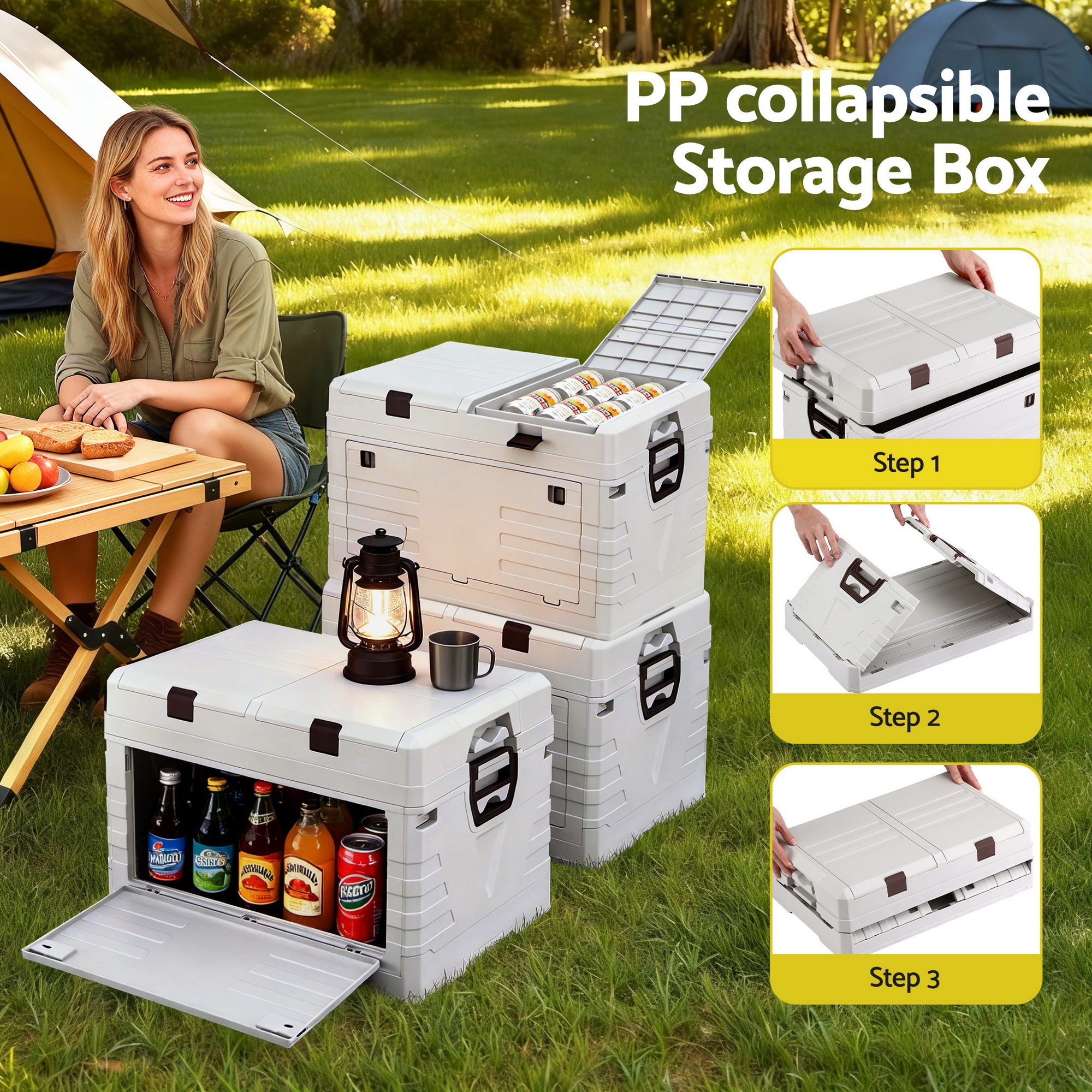 Gardeon 60L Outdoor Storage Box Foldable Camping Collapsible Bins Organizer-Furniture > Outdoor > Outdoor Storage Boxes-PEROZ Accessories