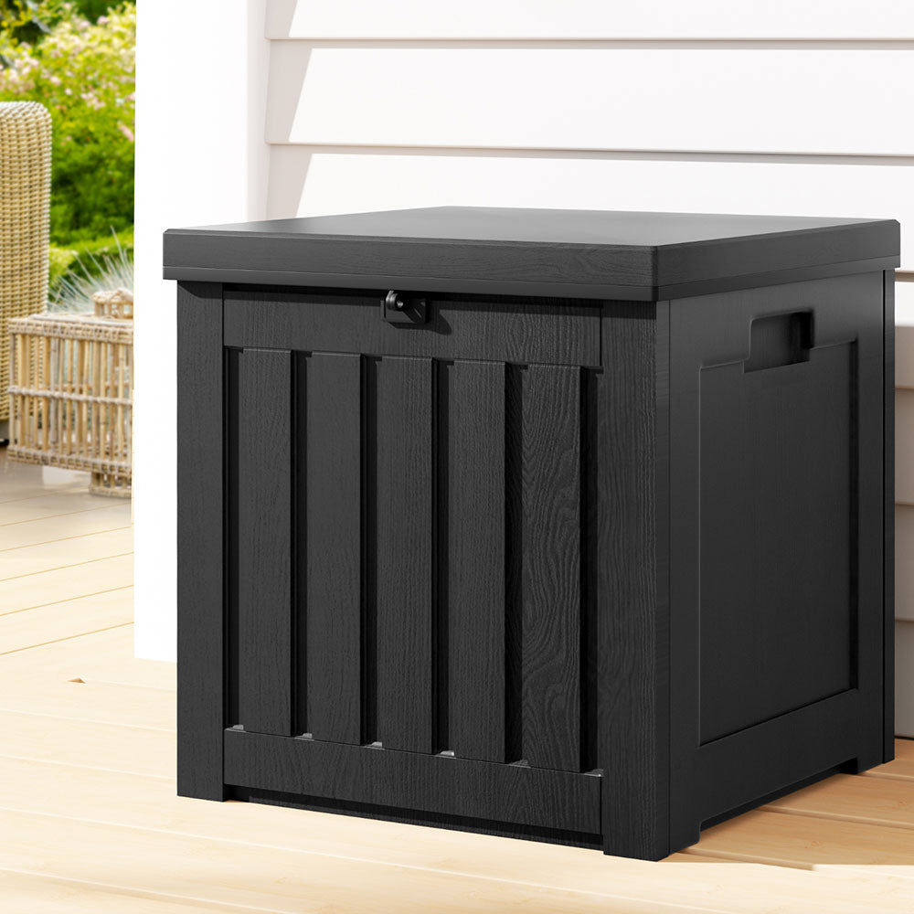 Gardeon Outdoor Storage Box 80L Container Lockable Garden Toy Tool Shed Black-Outdoor Storage Boxes-PEROZ Accessories