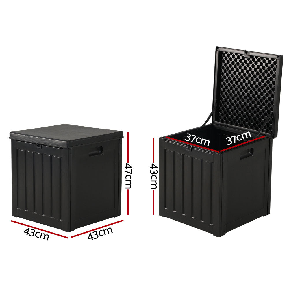 Gardeon Outdoor Storage Box 80L Container Lockable Garden Toy Tool Shed Black-Outdoor Storage Boxes-PEROZ Accessories