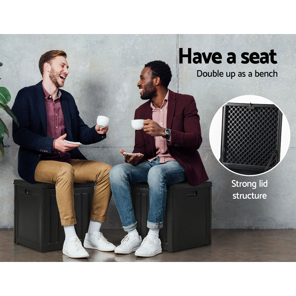 Gardeon Outdoor Storage Box 80L Container Lockable Garden Toy Tool Shed Black-Outdoor Storage Boxes-PEROZ Accessories