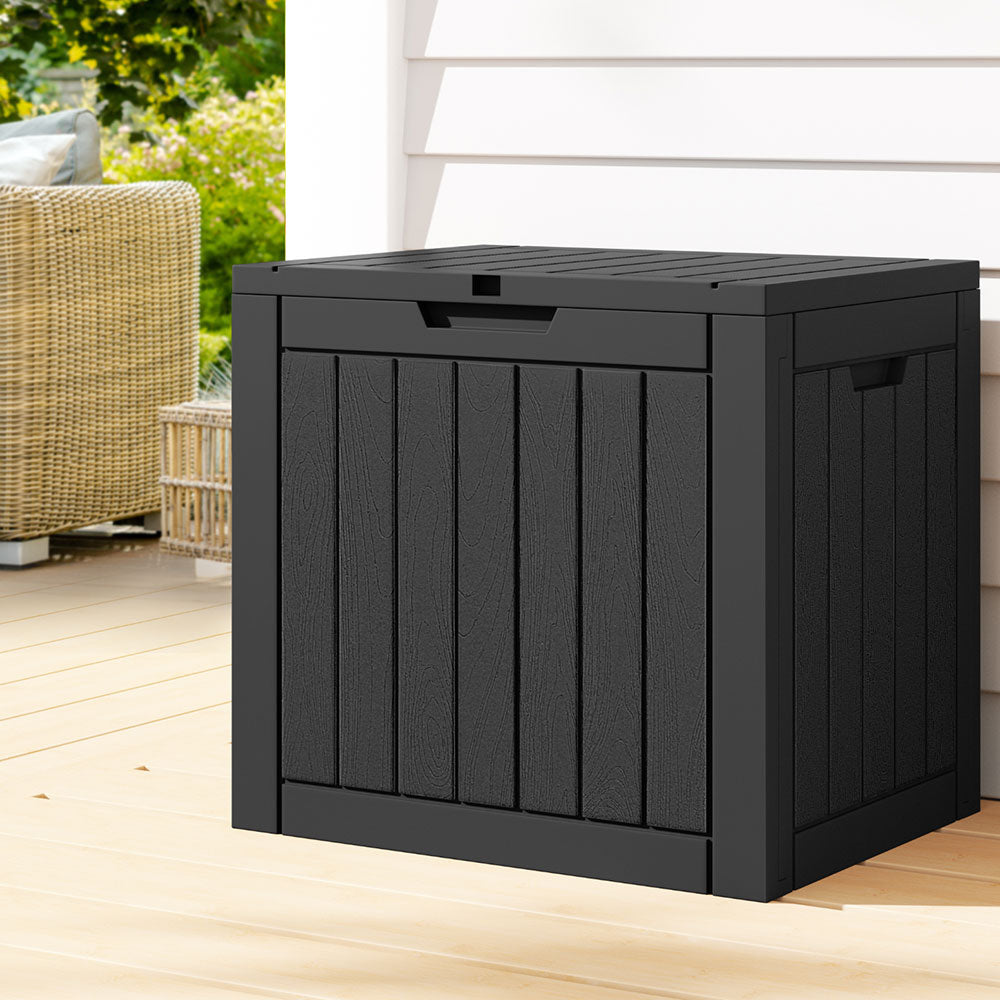 Gardeon Outdoor Storage Box 118L Container Lockable Garden Toy Tool Shed Black-Outdoor Storage Boxes-PEROZ Accessories