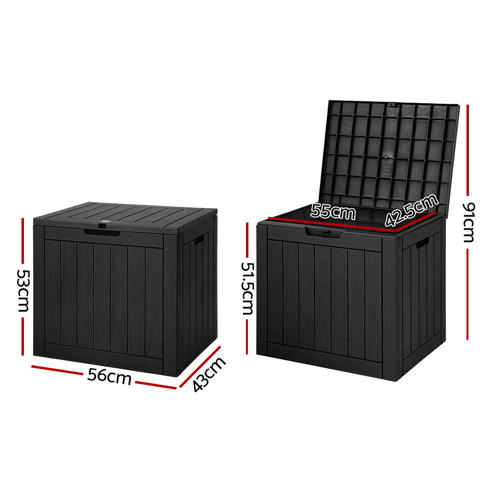Gardeon Outdoor Storage Box 118L Container Lockable Garden Toy Tool Shed Black-Outdoor Storage Boxes-PEROZ Accessories