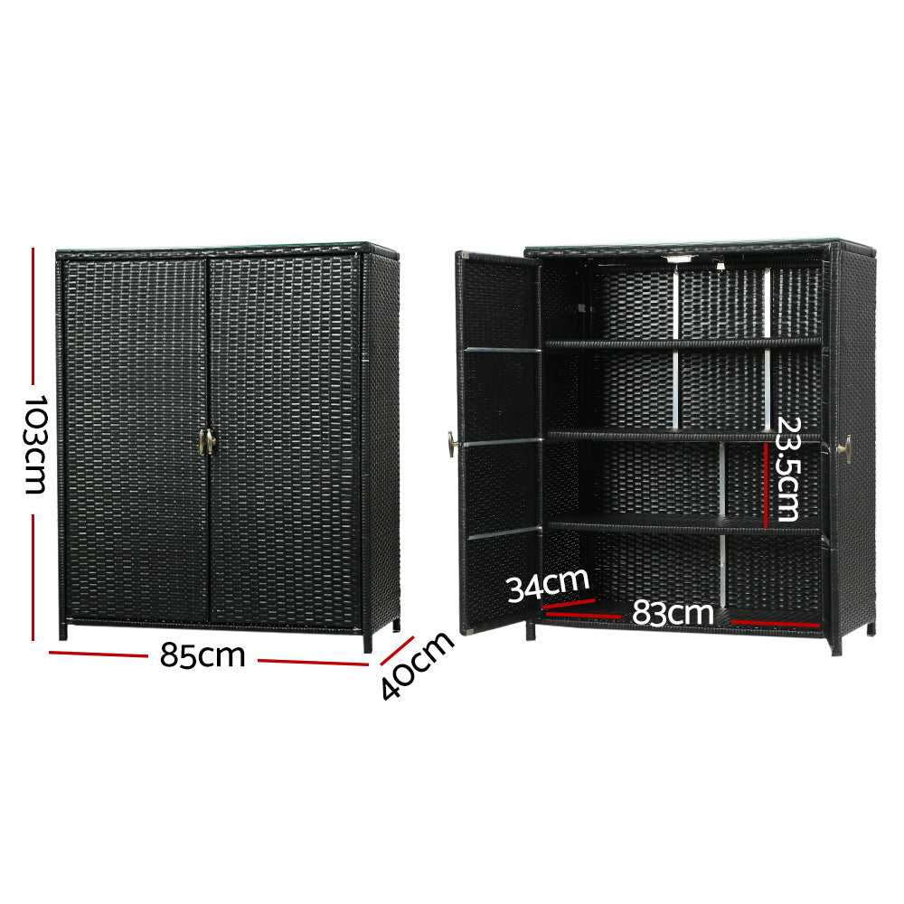Gardeon Outdoor Storage Cabinet Box Garage Wicker Shelf Chest Garden Shed Tools-Outdoor Storage Cabinets-PEROZ Accessories