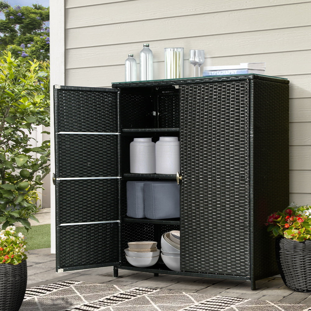 Gardeon Outdoor Storage Cabinet Box Garage Wicker Shelf Chest Garden Shed Tools-Outdoor Storage Cabinets-PEROZ Accessories