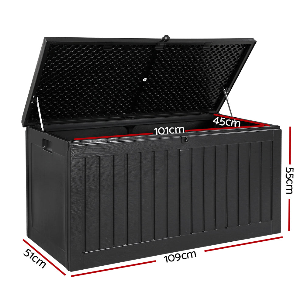Gardeon Outdoor Storage Box 270L Container Lockable Garden Bench Tool Shed Black-Outdoor Storage Boxes-PEROZ Accessories