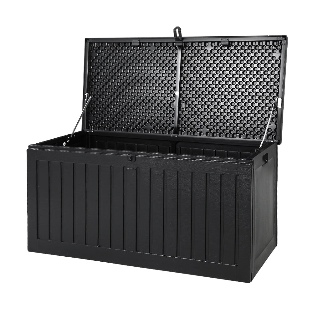 Gardeon Outdoor Storage Box 270L Container Lockable Garden Bench Tool Shed Black-Outdoor Storage Boxes-PEROZ Accessories