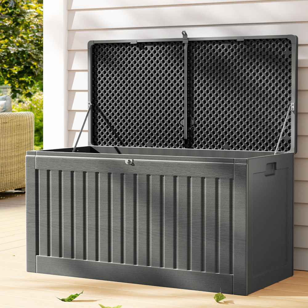 Gardeon Outdoor Storage Box 270L Container Lockable Garden Bench Tool Shed Grey-Outdoor Storage Boxes-PEROZ Accessories