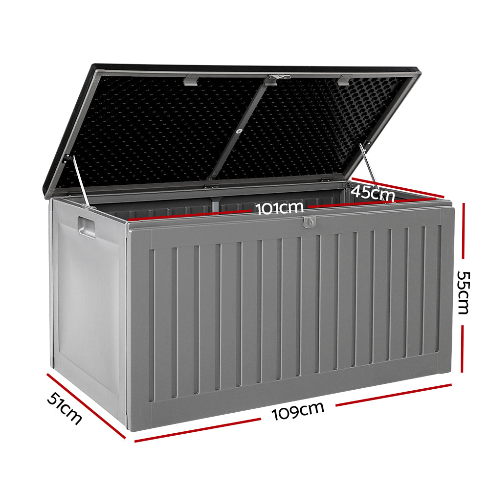 Gardeon Outdoor Storage Box 270L Container Lockable Garden Bench Tool Shed Grey-Outdoor Storage Boxes-PEROZ Accessories