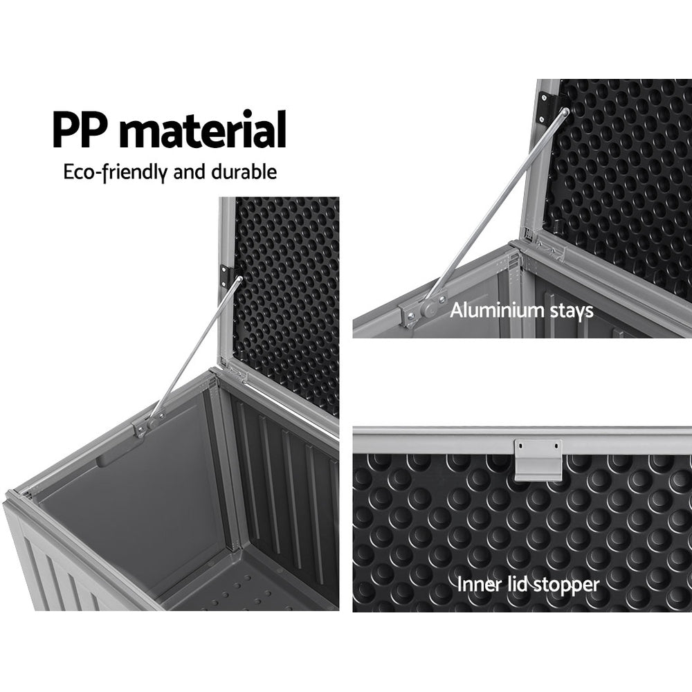 Gardeon Outdoor Storage Box 270L Container Lockable Garden Bench Tool Shed Grey-Outdoor Storage Boxes-PEROZ Accessories