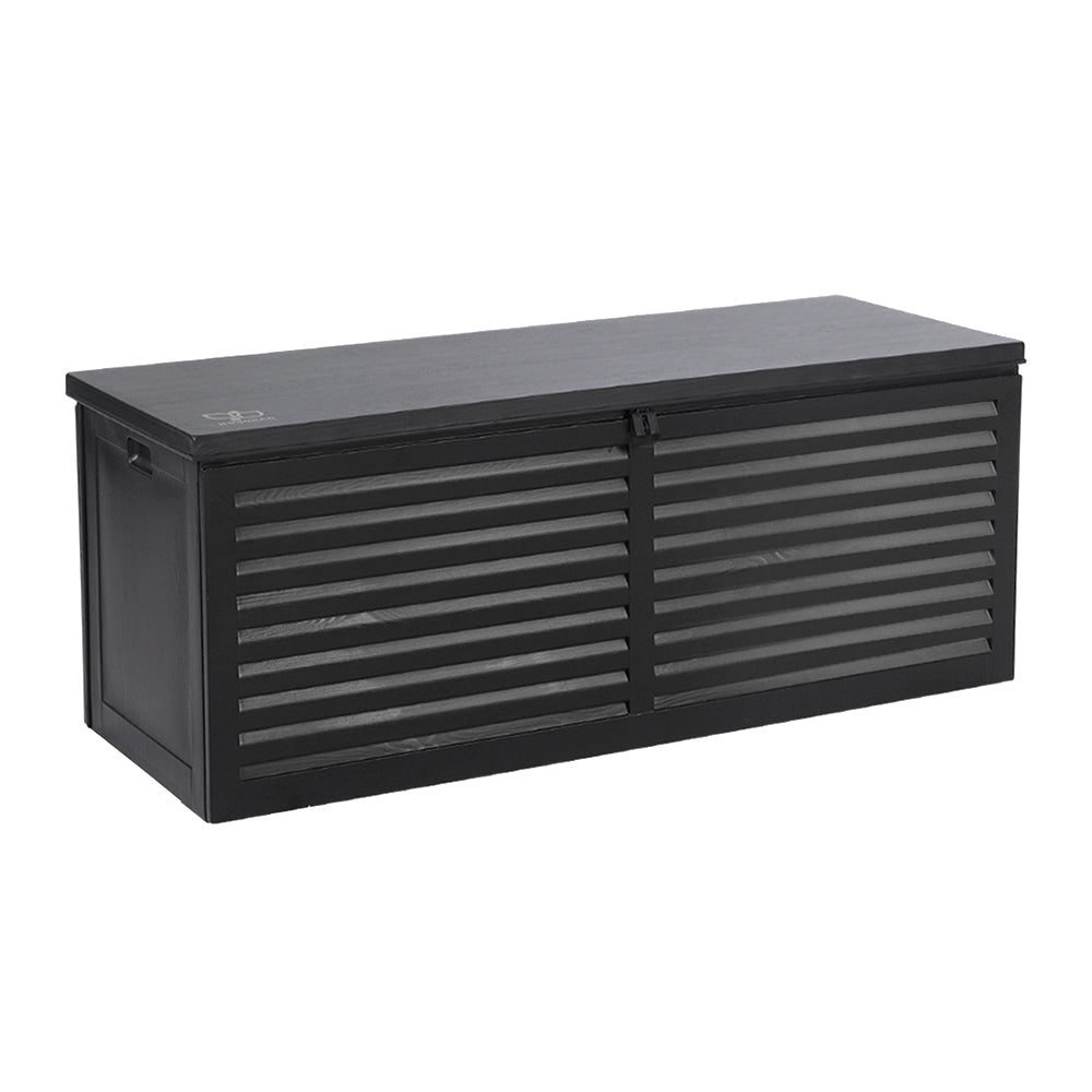 Gardeon Outdoor Storage Box 390L Container Lockable Garden Bench Shed Tools Toy All Black-Outdoor Storage Boxes-PEROZ Accessories