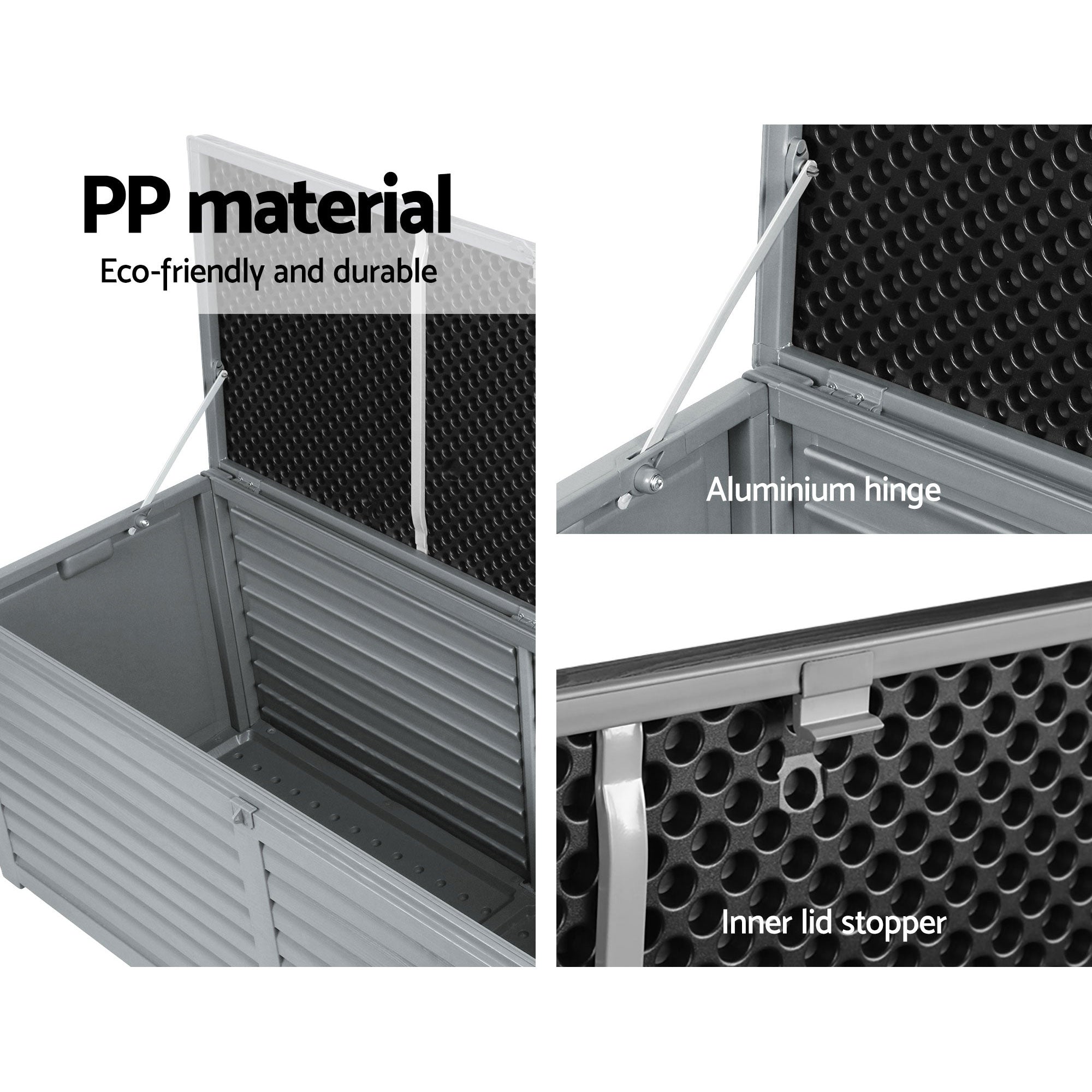 Gardeon Outdoor Storage Box 390L Container Lockable Garden Bench Tools Toy Shed Black-Outdoor Storage Boxes-PEROZ Accessories