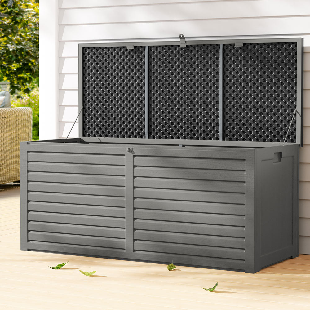 Gardeon Outdoor Storage Box 490L Container Lockable Garden Bench Tools Toy Shed Black-Outdoor Storage Boxes-PEROZ Accessories