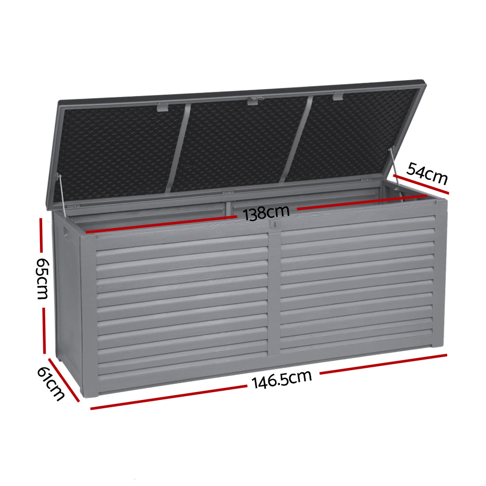 Gardeon Outdoor Storage Box 490L Container Lockable Garden Bench Tools Toy Shed Black-Outdoor Storage Boxes-PEROZ Accessories