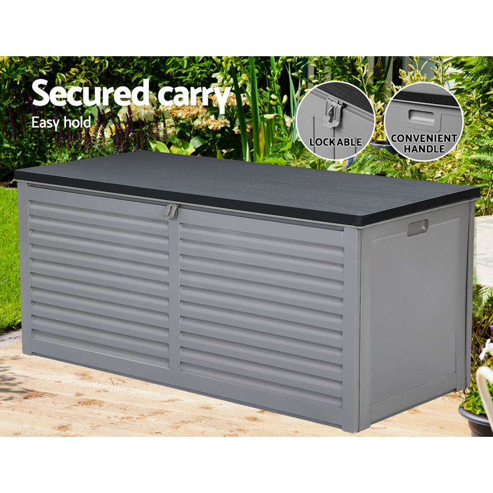 Gardeon Outdoor Storage Box 490L Container Lockable Garden Bench Tools Toy Shed Black-Outdoor Storage Boxes-PEROZ Accessories
