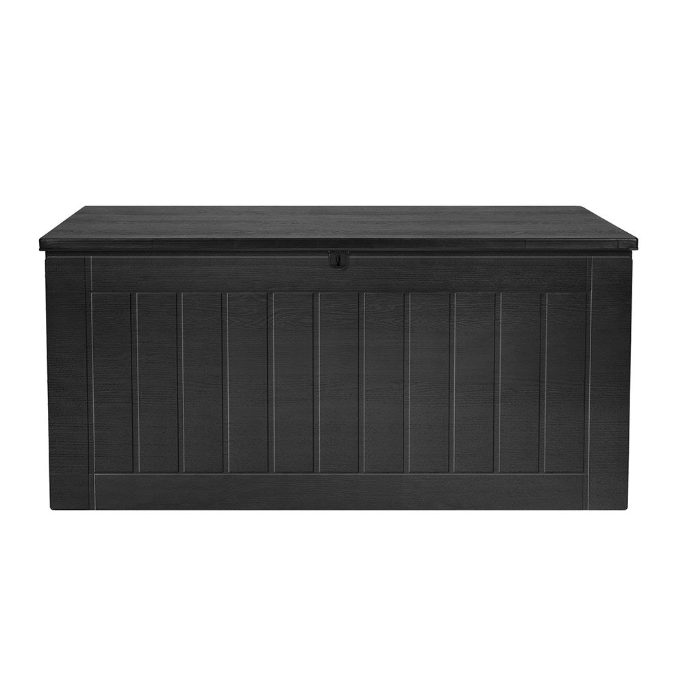 Gardeon Outdoor Storage Box 830L Container Lockable Bench Tool Shed All Black-Home & Garden > Storage-PEROZ Accessories