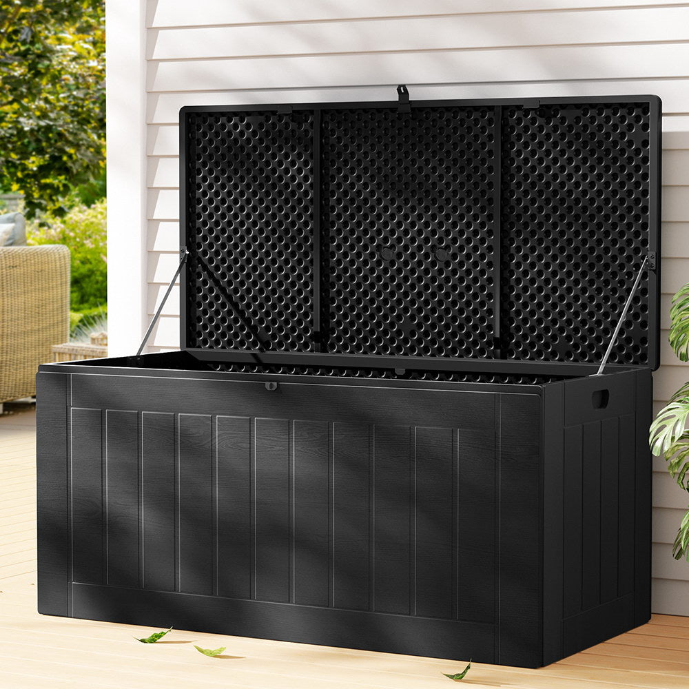 Gardeon Outdoor Storage Box 830L Container Lockable Bench Tool Shed All Black-Home & Garden > Storage-PEROZ Accessories