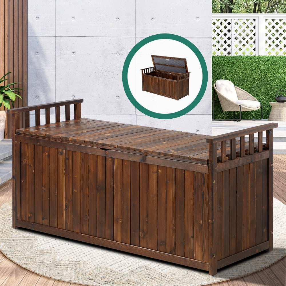 Livsip Outdoor Storage Box Garden Bench Wooden 500L Charcoal-Outdoor Storage Boxes-PEROZ Accessories