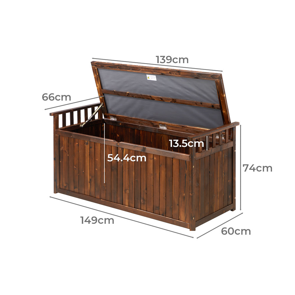Livsip Outdoor Storage Box Garden Bench Wooden 500L Charcoal-Outdoor Storage Boxes-PEROZ Accessories